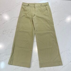 BCBGeneration Wide Leg Pants Womens Sz 13 Green Tan Khaki Pockets Stretch Earthy